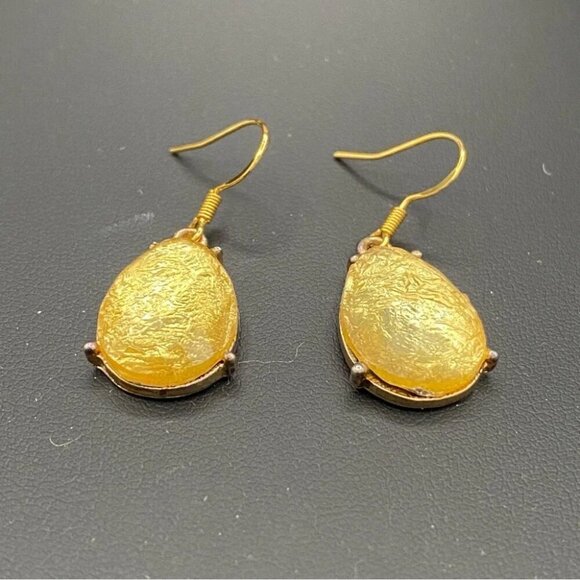 Shimmering Gold Foil Tear Drop Earrings - Picture 7 of 10